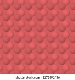 Seamless Geometric 3D Living Coral Spheres Coral Red Background Vector Pattern