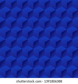 Seamless geometric 3d pattern, hexagon pattern, blue pattern with cubes, vector illustration