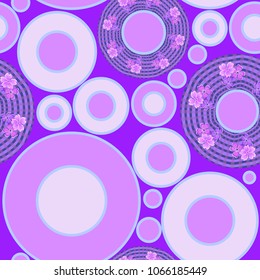 Seamless geometric abstract background in?, decorative different size circles with patterns, rings, mandala, pattern suitable for the design of wrapping paper, textile.