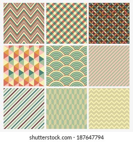 Seamless geometric abstract background set. Patterns Vector