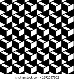 Seamless geometric abstract black and white cube vector pattern. Gift wrapping paper, interior, cloth, fabric or web design.