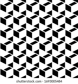 Patrón de vector de cubo blanco y negro abstracto y geométrico. 