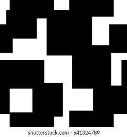 Seamless geometric abstract pattern with  black rectangles on white. Vector endless background for creating card, web page background, wallpaper and textile.