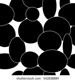 Seamless geometric abstract pattern with black circles on white. Vector endless background for creating card, web page background, wallpaper and textile.