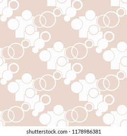 Seamless geometric abstract pattern with circles, squere and rings