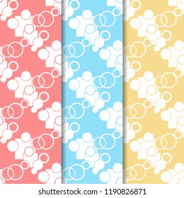 Seamless geometric abstract pattern with circles, squere and rings