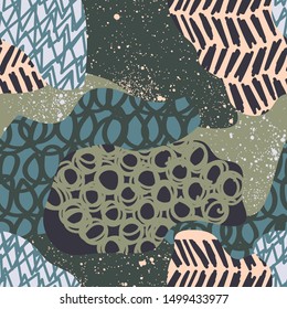Seamless geometric abstract pattern. Collage for textile.