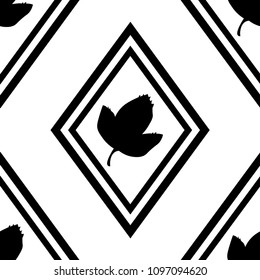 seamless geometric abstract pattern with floral motive rhombus and leave