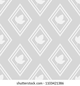 seamless geometric abstract pattern with floral motive rhombus and leave