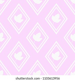 seamless geometric abstract pattern with floral motive rhombus and leave