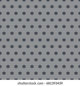 Seamless geometric abstract pattern of hexagons. Fashion geometrical pattern. For fashion textile, cloth, backgrounds. Vector background.