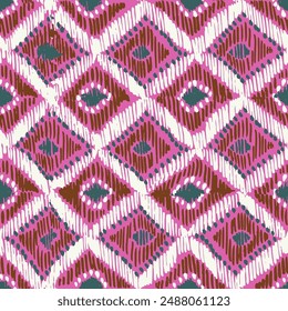 Patrón abstracto geométrico sin fisuras. Ikat ornamento para la decoración del hogar, textiles. Fondo de rayas de lunares.