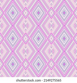 Seamless geometric abstract pattern. Modern colored background. Fachion wallpaper with stripes, lines, rhombus. Simple textil design. Vector.
