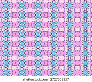 Padrão abstrato geométrico sem costura com formas rosa pastel, roxo e azul, simetria decorativa, textura de fundo moderna perfeita para papel de parede, têxteis e design de embalagem.