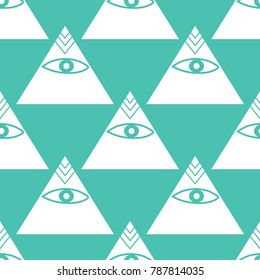 seamless geometric abstract pattern pyramid with an eye