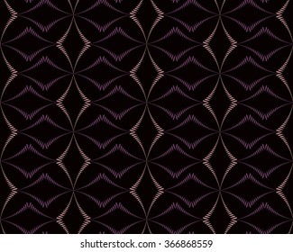 Seamless geometric abstract pattern. Rhombus bands, lines on light brown background. Brown dark colored. Vector