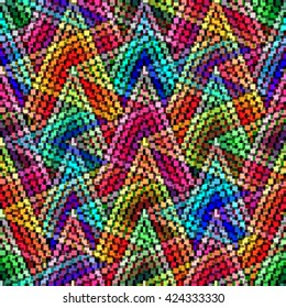 Seamless geometric abstract pattern in the style of pixel art. African motif, boho. - EPS10