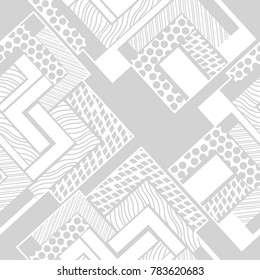 seamless geometric abstract pattern with waves of stripes and dots