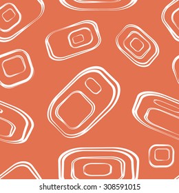 Seamless geometric abstract pattern with white circles on orange. Vector endless background for creating card, web page background, wallpaper and textile.