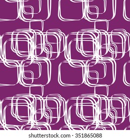 Seamless geometric abstract pattern with white rectangles on red. Vector endless background for creating card, web page background, wallpaper and textile.