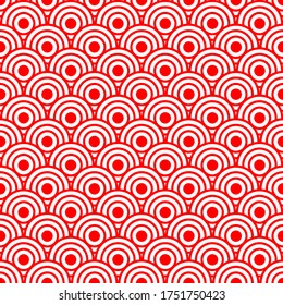 Seamless geometric abstract red and white pattern with targets. Vector illustration