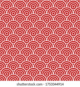 Seamless geometric abstract red and white pattern with targets. Vector illustration
