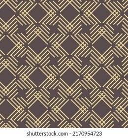 Seamless geometric abstract vector pattern whith rhombuses. Geometric modern ornament. Brown and golden seamless modern background