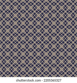 Seamless geometric abstract vector pattern whith rhombuses. Geometric navy blue and golden modern ornament. Seamless modern background