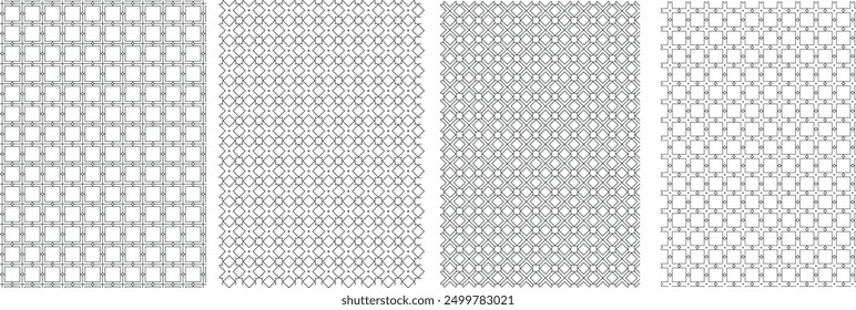 Seamless Geometric Abstract Vector Pattern Background, Unique Colorable Seamless Vector Pattern Set. 