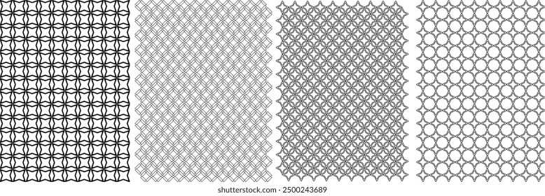 Seamless Geometric Abstract Vector Pattern Background, Unique Colorable Seamless Vector Pattern Set. 