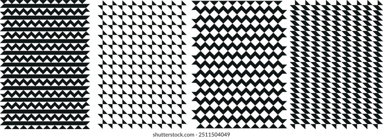 Seamless Geometric Abstract Vector Pattern Background, Unique Seamless Vector Pattern Set For Fabrics, Etc.
