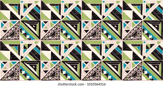 Seamless geometric African pattern. Ethnic ornament on the carpet. Aztec style. Tribal ethnic vector texture. Embroidery on fabric. Indian, Mexican, folk pattern. Quilting, patchwork, jacquard.