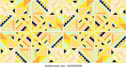 Seamless geometric African pattern. Ethnic ornament on the carpet. Aztec style. Tribal ethnic vector texture. Embroidery on fabric. Indian, Mexican, folk pattern. Quilting, patchwork, jacquard.