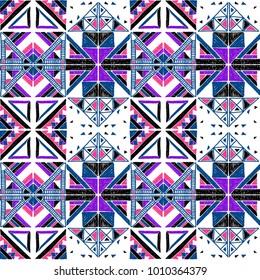 Seamless geometric African pattern. Ethnic ornament on the carpet. Aztec style. Tribal ethnic vector texture. Embroidery on fabric. Indian, Mexican, folk pattern. Quilting, patchwork, jacquard.