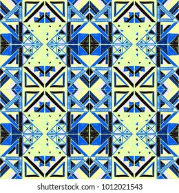 Seamless geometric African pattern. Ethnic ornament on the carpet. Aztec style. Tribal ethnic vector texture. Embroidery on fabric. Indian, Mexican, folk pattern. Quilting, patchwork, jacquard.
