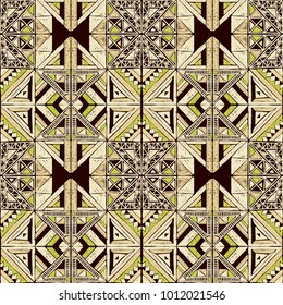 Seamless geometric African pattern. Ethnic ornament on the carpet. Aztec style. Tribal ethnic vector texture. Embroidery on fabric. Indian, Mexican, folk pattern. Quilting, patchwork, jacquard.