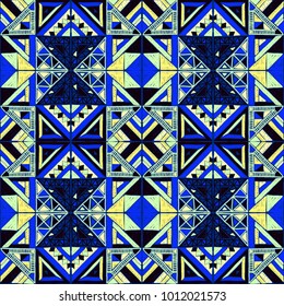 Seamless geometric African pattern. Ethnic ornament on the carpet. Aztec style. Tribal ethnic vector texture. Embroidery on fabric. Indian, Mexican, folk pattern. Quilting, patchwork, jacquard.