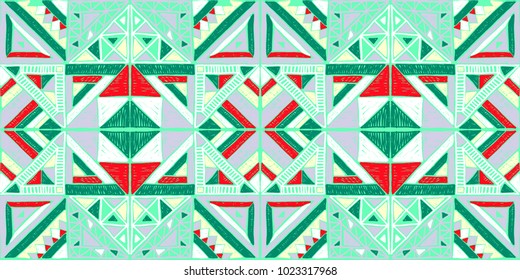 Seamless geometric African pattern. Ethnic ornament on the carpet. Aztec style. Tribal ethnic vector texture. Embroidery on fabric. Indian, Mexican, folk pattern. Quilting, patchwork, jacquard.