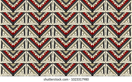 Seamless geometric African pattern. Ethnic ornament on the carpet. Aztec style. Tribal ethnic vector texture. Embroidery on fabric. Indian, Mexican, folk pattern. Quilting, patchwork, jacquard.