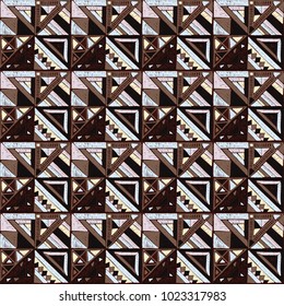 Seamless geometric African pattern. Ethnic ornament on the carpet. Aztec style. Tribal ethnic vector texture. Embroidery on fabric. Indian, Mexican, folk pattern. Quilting, patchwork, jacquard.