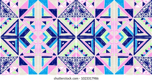 Seamless geometric African pattern. Ethnic ornament on the carpet. Aztec style. Tribal ethnic vector texture. Embroidery on fabric. Indian, Mexican, folk pattern. Quilting, patchwork, jacquard.
