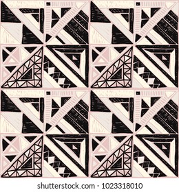 Seamless geometric African pattern. Ethnic ornament on the carpet. Aztec style. Tribal ethnic vector texture. Embroidery on fabric. Indian, Mexican, folk pattern. Quilting, patchwork, jacquard.