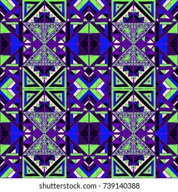 Seamless geometric African pattern. Ethnic ornament on the carpet. Aztec style. Tribal ethnic vector texture. Embroidery on fabric. Indian, Mexican, folk pattern. Quilting, patchwork, jacquard.