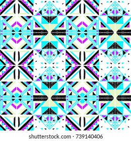 Seamless geometric African pattern. Ethnic ornament on the carpet. Aztec style. Tribal ethnic vector texture. Embroidery on fabric. Indian, Mexican, folk pattern. Quilting, patchwork, jacquard.