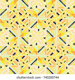 Seamless geometric African pattern. Ethnic ornament on the carpet. Aztec style. Tribal ethnic vector texture. Embroidery on fabric. Indian, Mexican, folk pattern. Quilting, patchwork, jacquard.
