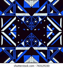 Seamless geometric African pattern. Ethnic ornament on the carpet. Aztec style. Tribal ethnic vector texture. Embroidery on fabric. Indian, Mexican, folk pattern. Quilting, patchwork, jacquard.