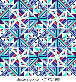 Seamless geometric African pattern. Ethnic ornament on the carpet. Aztec style. Tribal ethnic vector texture. Embroidery on fabric. Indian, Mexican, folk pattern. Quilting, patchwork, jacquard.