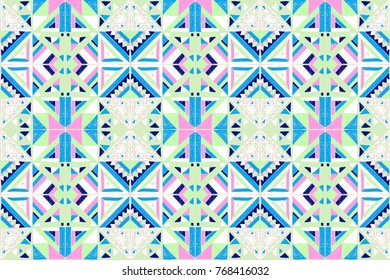 Seamless geometric African pattern. Ethnic ornament on the carpet. Aztec style. Tribal ethnic vector texture. Embroidery on fabric. Indian, Mexican, folk pattern. Quilting, patchwork, jacquard.