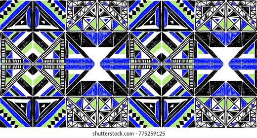 Seamless geometric African pattern. Ethnic ornament on the carpet. Aztec style. Tribal ethnic vector texture. Embroidery on fabric. Indian, Mexican, folk pattern. Quilting, patchwork, jacquard.