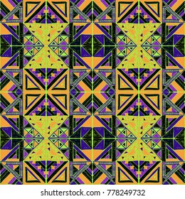 Seamless geometric African pattern. Ethnic ornament on the carpet. Aztec style. Tribal ethnic vector texture. Embroidery on fabric. Indian, Mexican, folk pattern. Quilting, patchwork, jacquard.